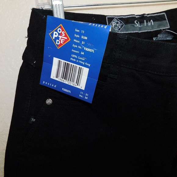 Women's Vintage 90s Posted Jeans Slim Size 11 NWT New 31x34 Black 932037L - Picture 3 of 11